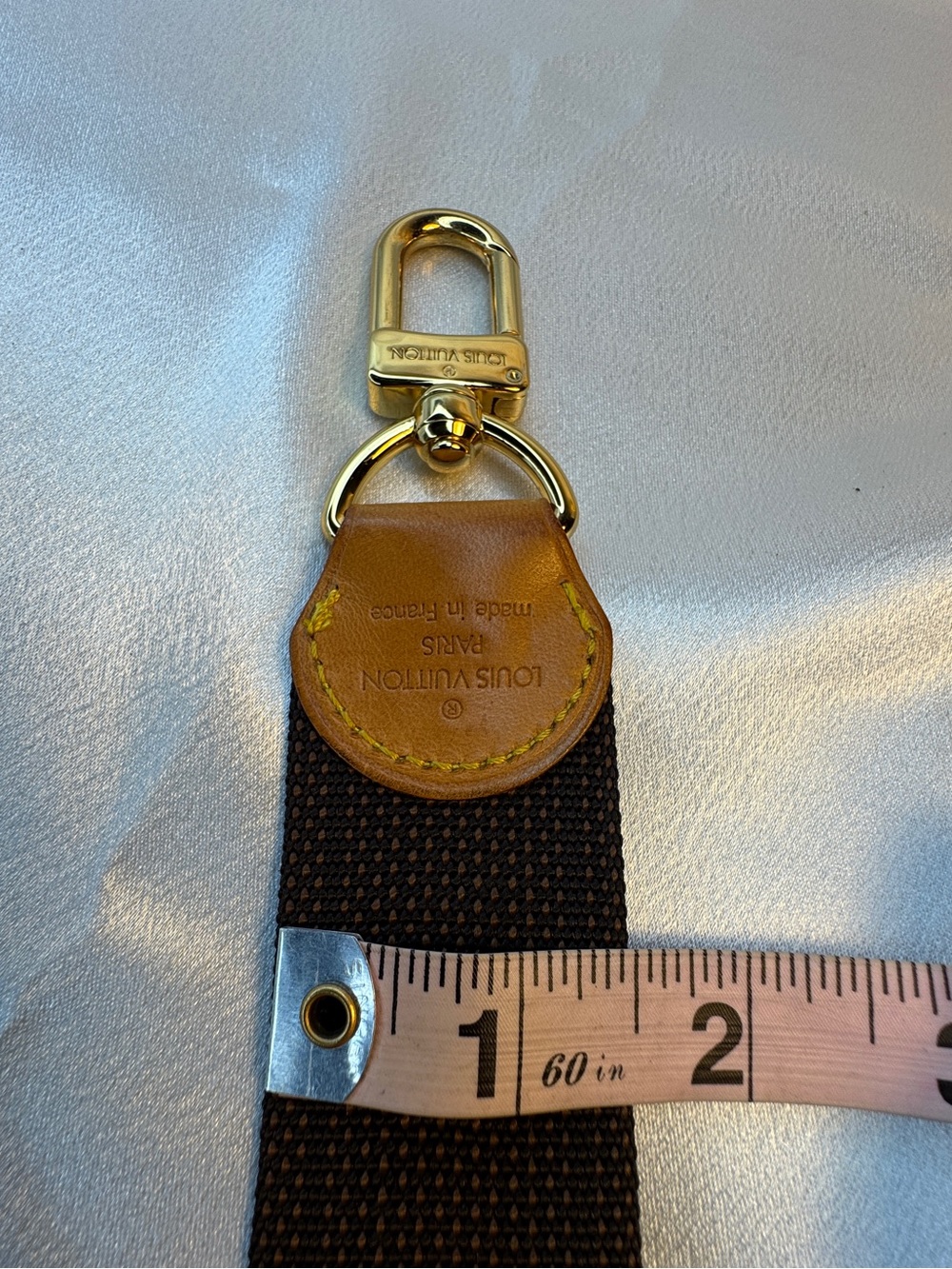 Louis Vuitton Stamped Brown Canvas Bag Strap with Tan Leather & Gold Hardware - Picture 10 of 16
